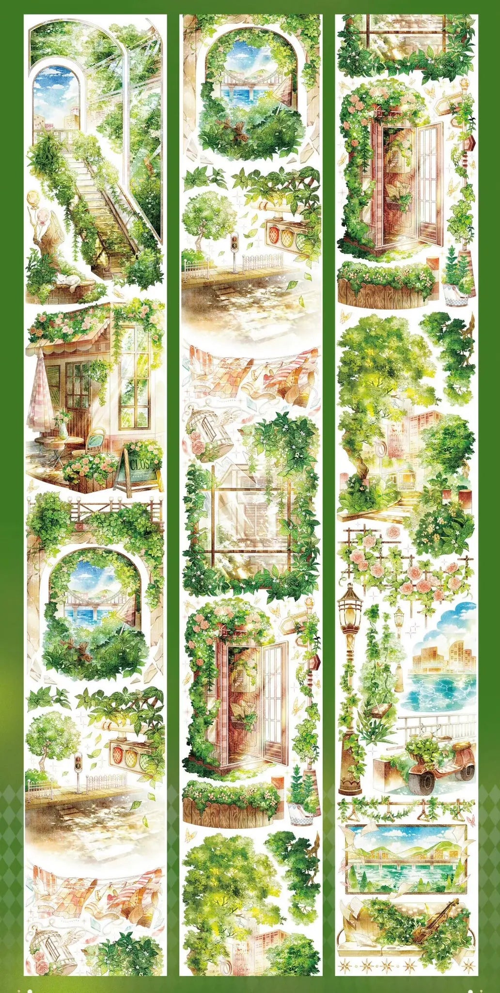 Emerald Time Street PET Tape Emerald Time Street PET Tape | Dreamy Golden Scenery Sticker