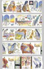 Ephemeral Dreams pet tape featuring watercolor illustrations of people, cats, and cozy home scenes