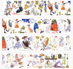 Ephemeral dreams pet tape with artistic scenes of people painting, playing music, reading - Shroomi