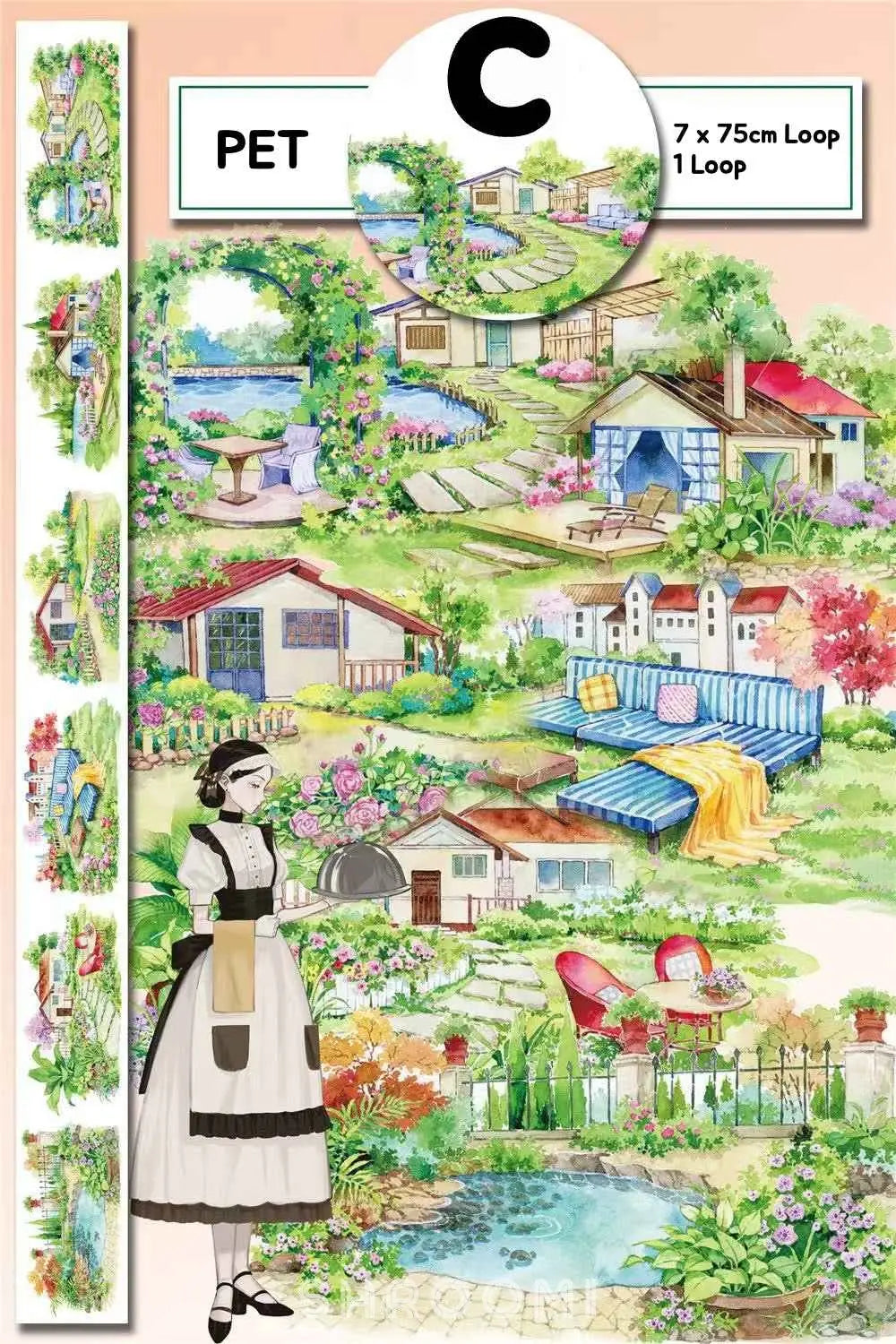 Fairy Tale Town PET Tape 6 Styles Fairy Tale Town PET Tape | Whimsical Village & Garden Scenery