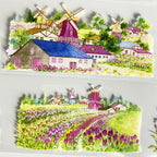 Charming Fairy Tale Town PET Tape in 6 styles, featuring dreamy floral gardens, quaint European villages, and serene lakeside scenes.