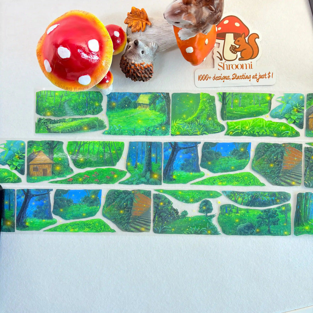 Firefly Summer Night PET Tape Firefly Summer Night Shell Gloss Tape | Magical Forest Scenery