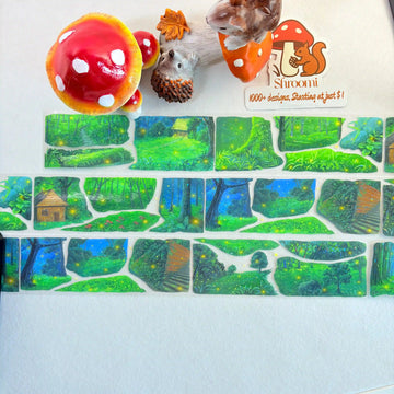 Firefly Summer Night PET Tape Firefly Summer Night Shell Gloss Tape | Magical Forest Scenery