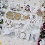 Fog sea voyage hand-painted PET tape set with whale, ancient ruins, maps - Shroomi