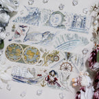 Hand-painted fog sea voyage PET tape with whale, pirate ship, compass - Shroomi