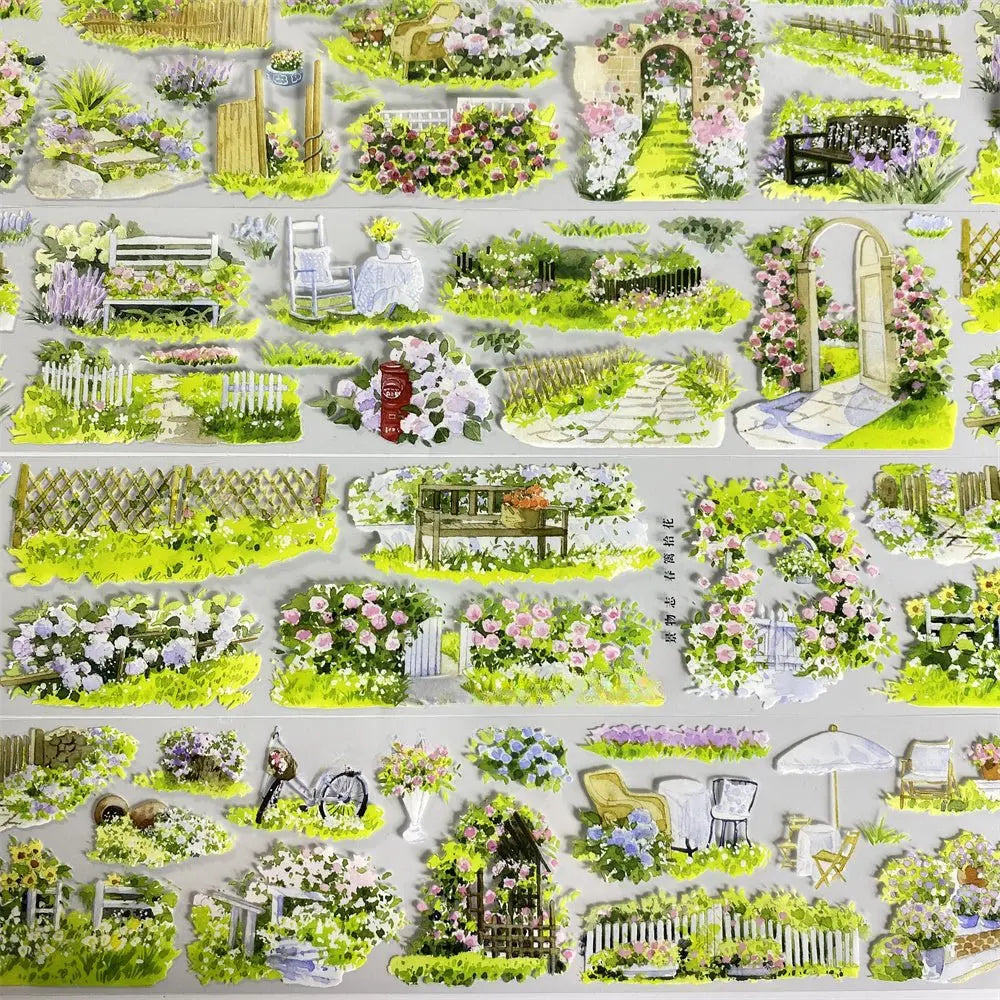 Garden Courtyard PET Tape Garden Courtyard PET Tape | Floral Arch & Fence Scenery Sticker