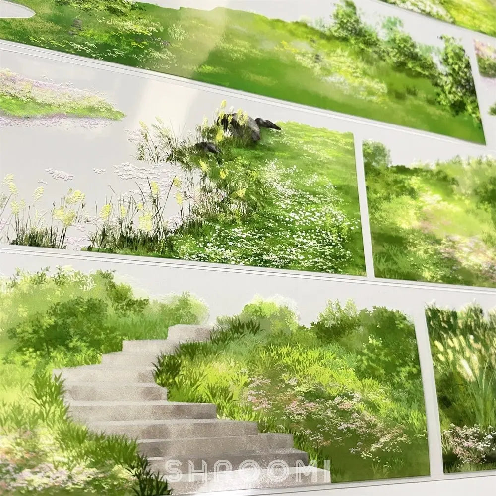 Garden Pathway Scene PET Tape Garden Pathway PET Tape | Floral & Staircase Scenery Sticker