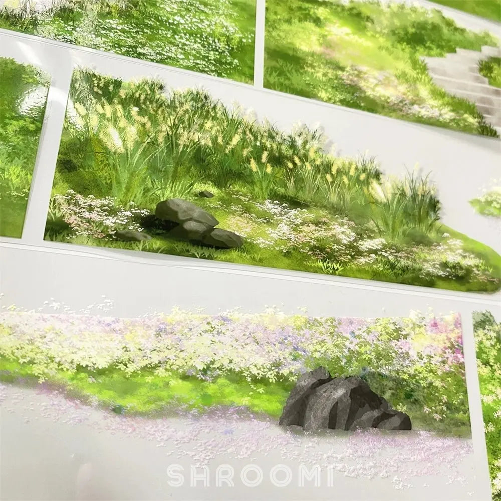 Garden Pathway Scene PET Tape Garden Pathway PET Tape | Floral & Staircase Scenery Sticker