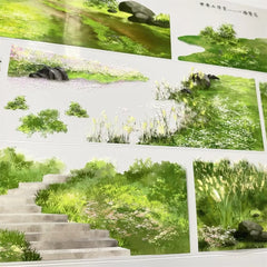 Garden Pathway Scene PET Tape Garden Pathway PET Tape | Floral & Staircase Scenery Sticker