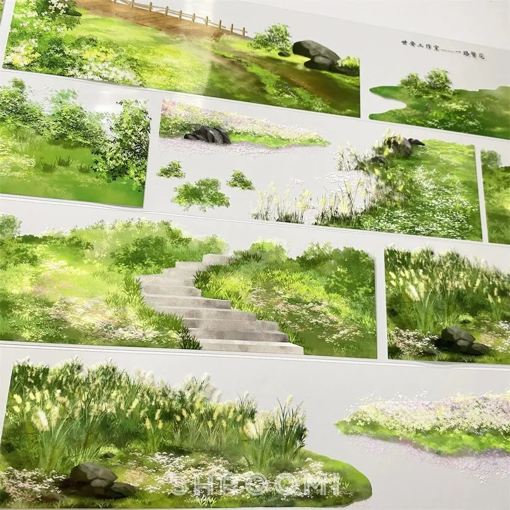 Garden Pathway Scene PET Tape Garden Pathway PET Tape | Floral & Staircase Scenery Sticker