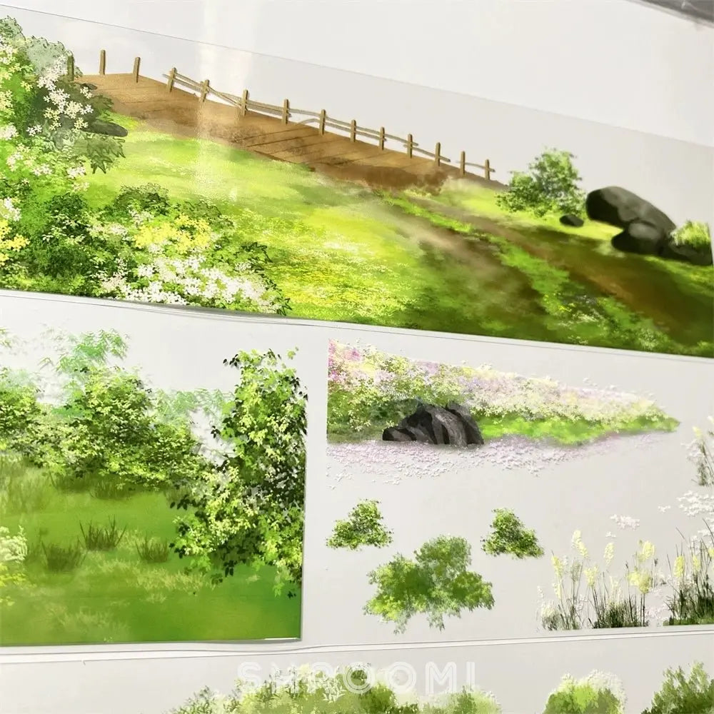 Garden Pathway Scene PET Tape Garden Pathway PET Tape | Floral & Staircase Scenery Sticker