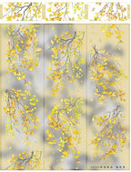 PET tape with white ink showing elegant, cascading branches of vibrant yellow ginkgo leaves.