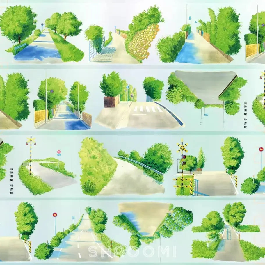 Green Street Shadows PET Tape Green Street Shadows Tape – Decorative Tape with Anime Tree-Lined Roads