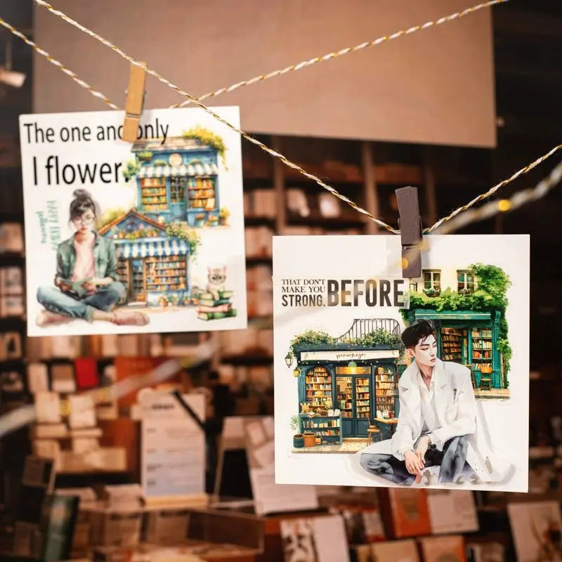 Grocery Shop Scene PET Tape 6 Styles Grocery Shop Scene PET Stickers | Vintage Storefront Illustrations