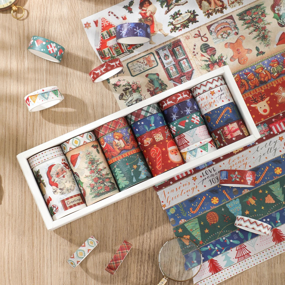 Christmas Washi Tape Set - 20 Rolls | Festive Decorative Masking Tape for Journaling & Gift Wrapping