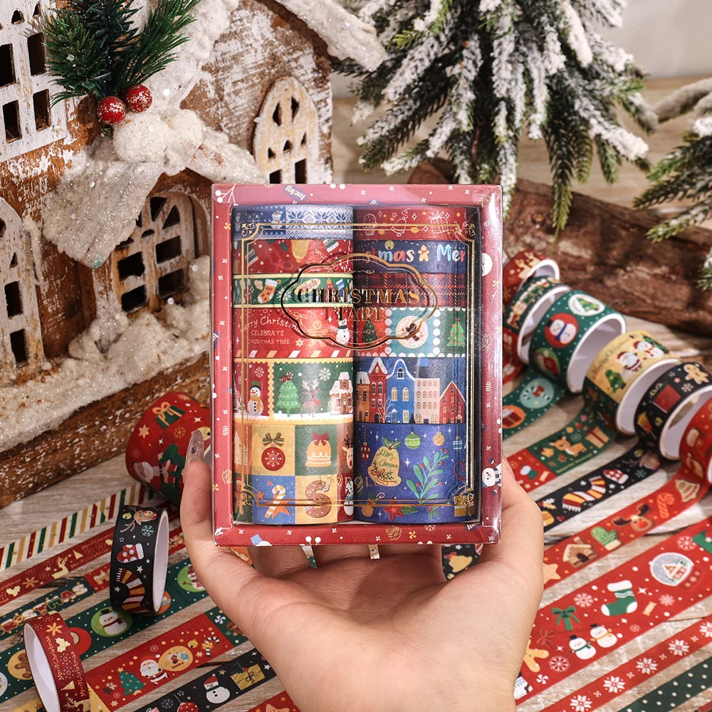 Christmas Washi Tape Set - 12 Rolls | Festive Decorative Tape for Scrapbooking & Gift Wrapping