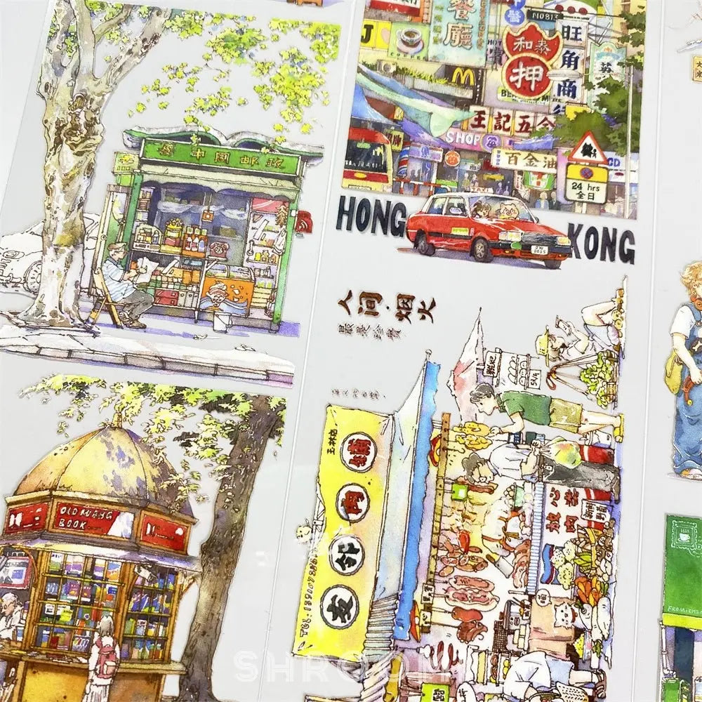 Hong Kong Street Life PET Tape Hong Kong Street Life PET Tape | Urban Scenery & Shop Stickers