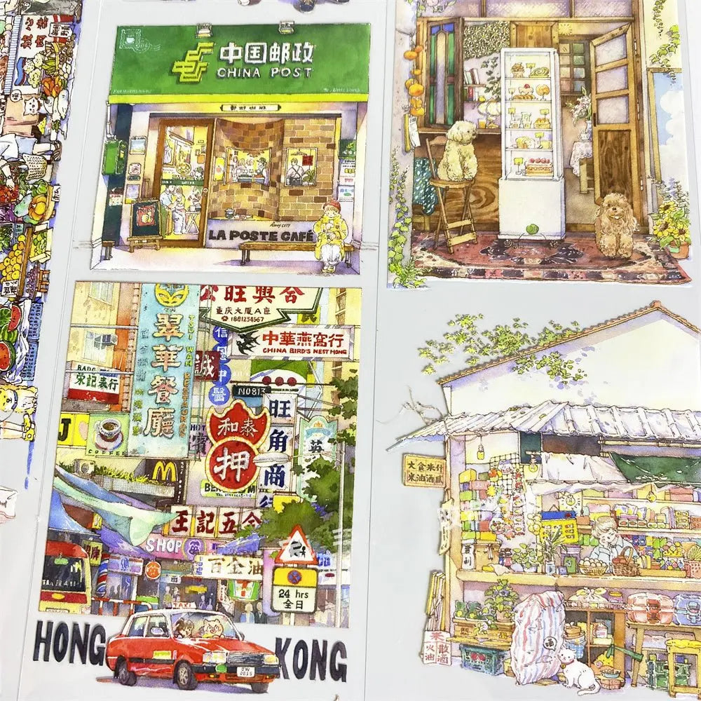 Hong Kong Street Life PET Tape Hong Kong Street Life PET Tape | Urban Scenery & Shop Stickers