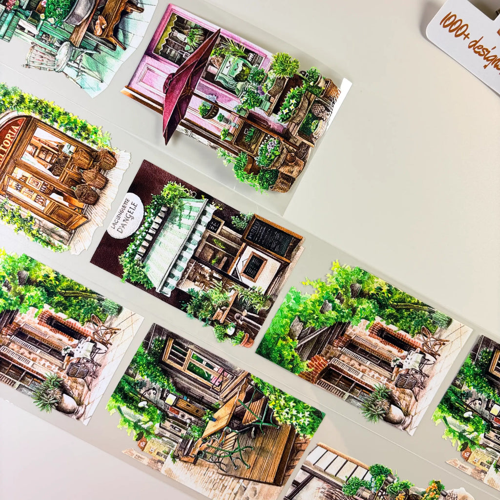 Afternoon Time PET Tape Afternoon Light PET Tape – Vintage Garden Café Scene for Journaling