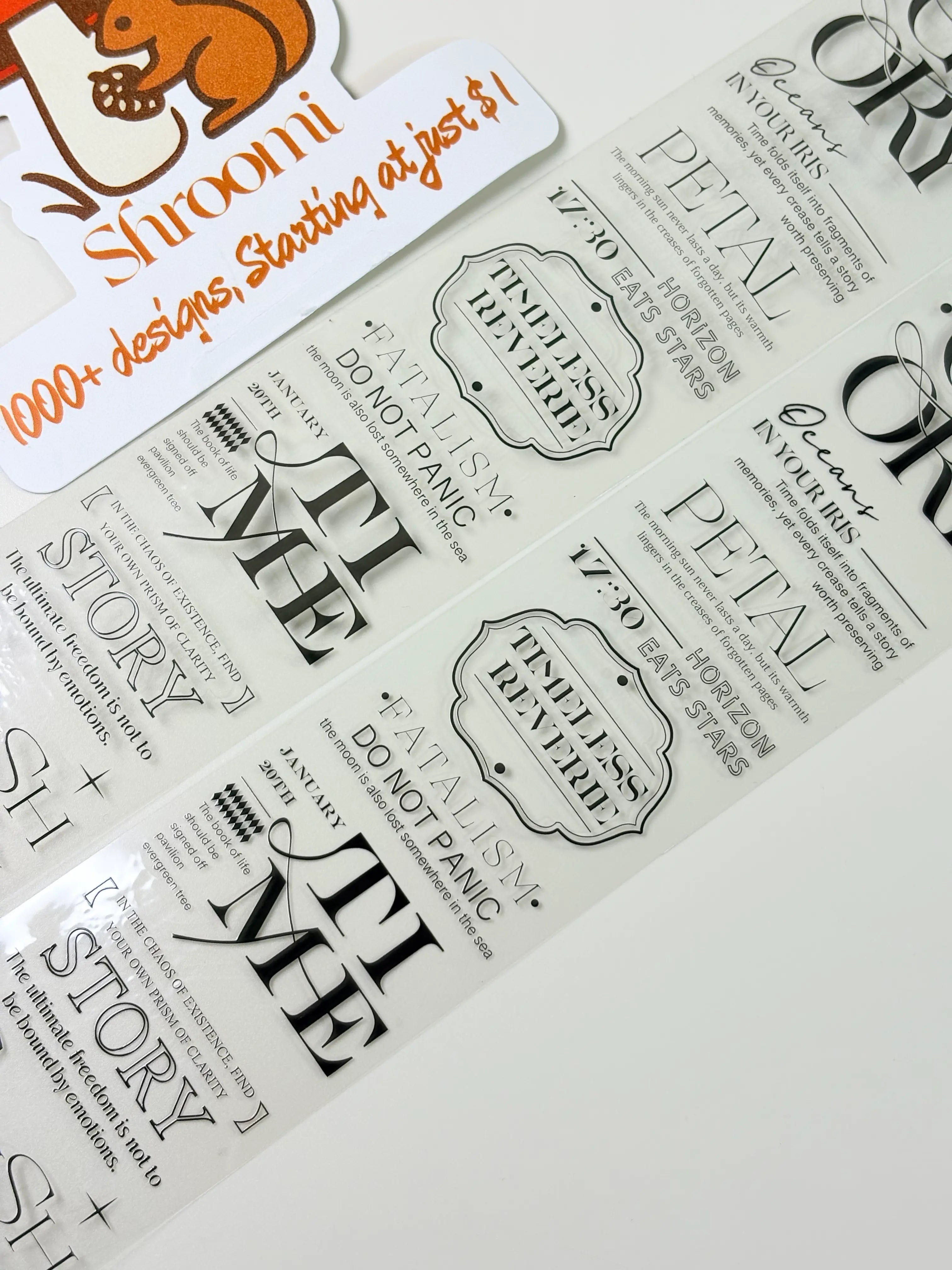 Decorative tape with ornate lettering and nature-themed quotes | Shroomi