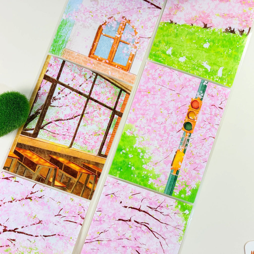 Spring Cherry Rain PET Tape Dreamy Spring Sakura Raindrops PET Tape for Journaling | Shroomi