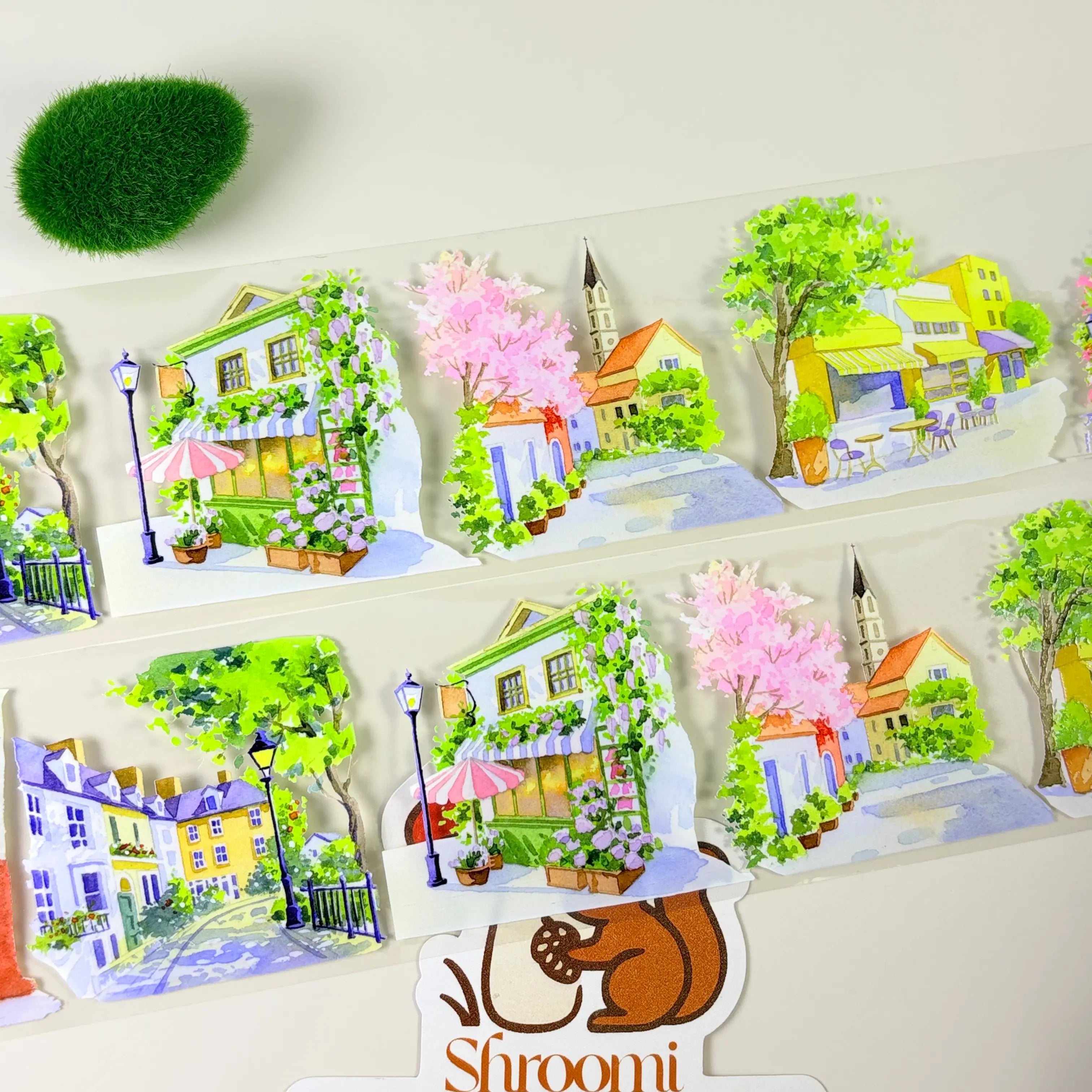 Charming European Promenade PET Tape Sunny Parisian Cafe & Street Watercolor PET Tape | Shroomi