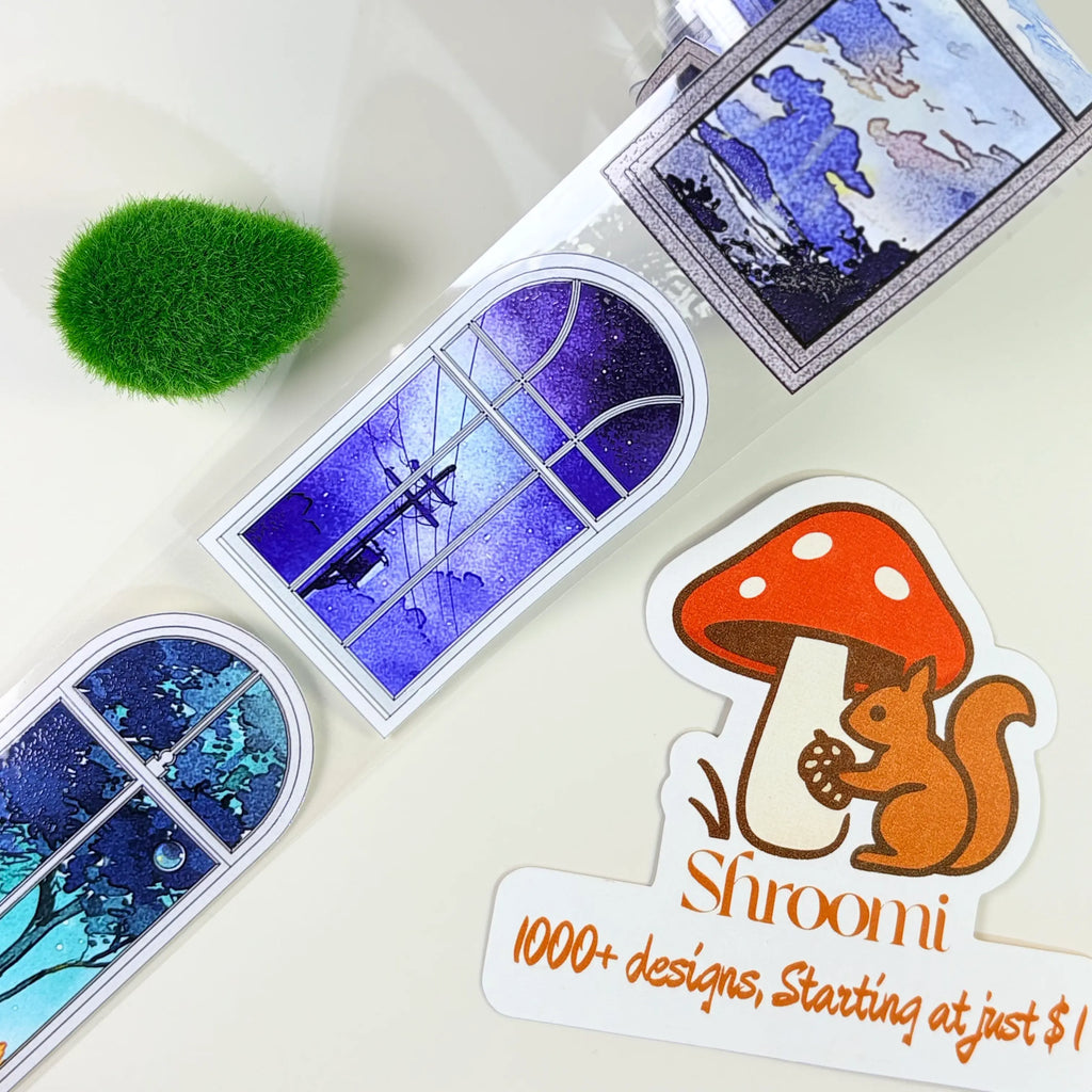 Celestial Window PET Tape Watercolor Celestial Windows Journaling PET Tape | Shroomi