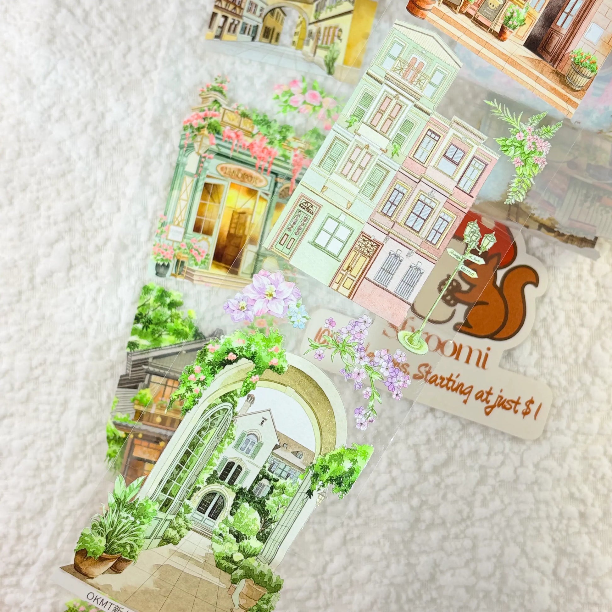 Leisurely Cafe Corner PET Tape Charming European Cafe Watercolor PET Journaling Tape | Shroomi