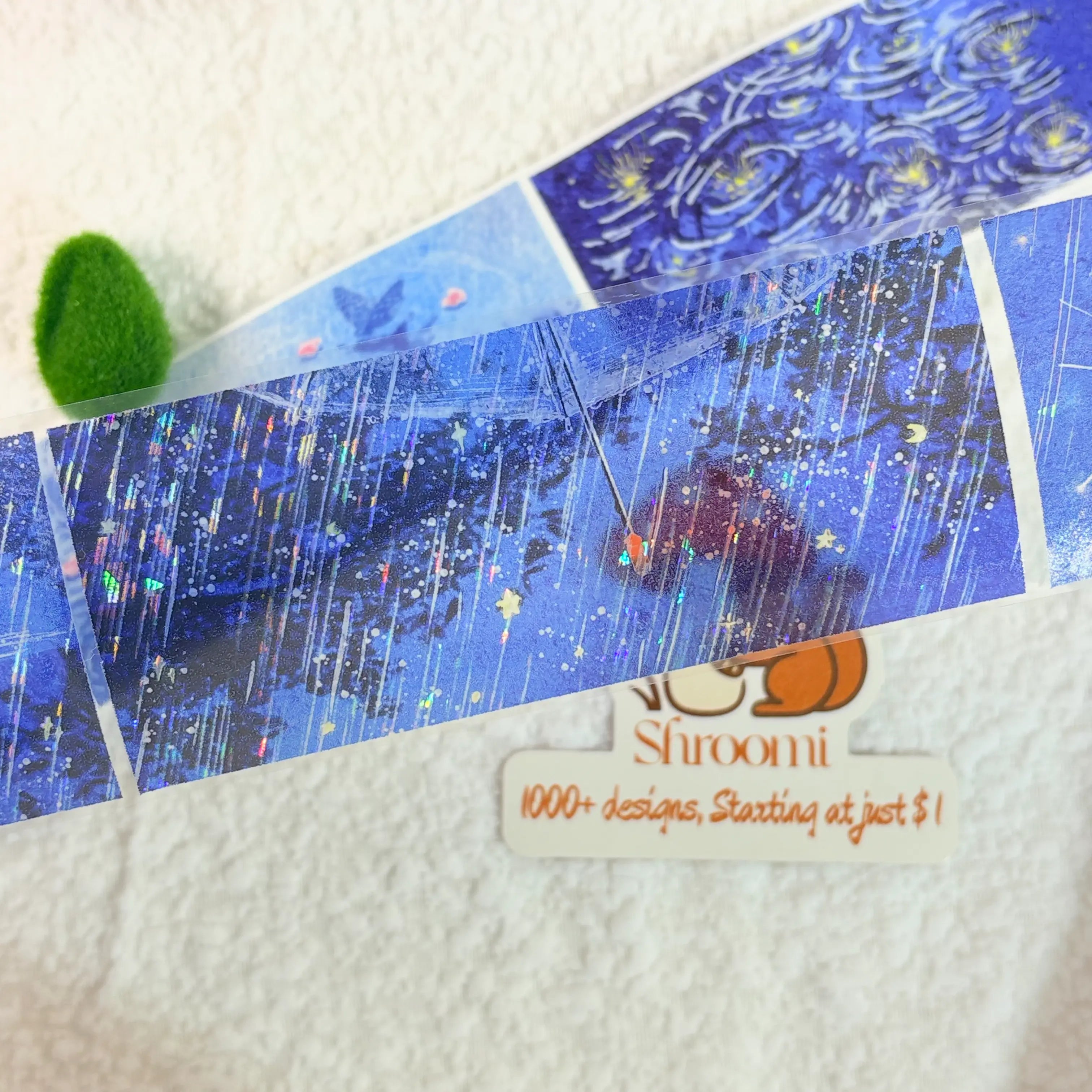 Holographic Midnight Rain PET Tape Holographic Starlit Rain PET Tape | Shroomi