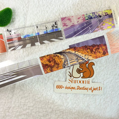Streetcar Serenity PET Tape Anime Cityscape & Train Tracks PET Tape for Journals | Shroomi