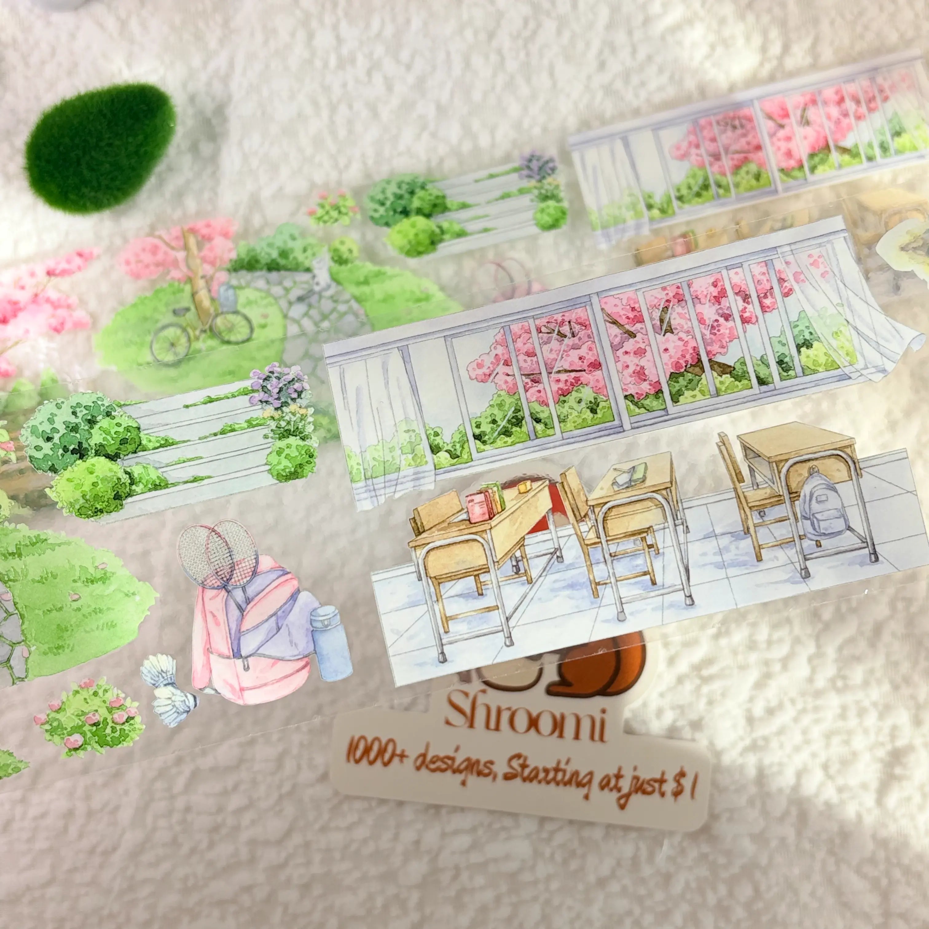 Lush Campus Watercolor PET Tape Youthful Campus & Garden Watercolor PET Tape for Journaling | Shroomi