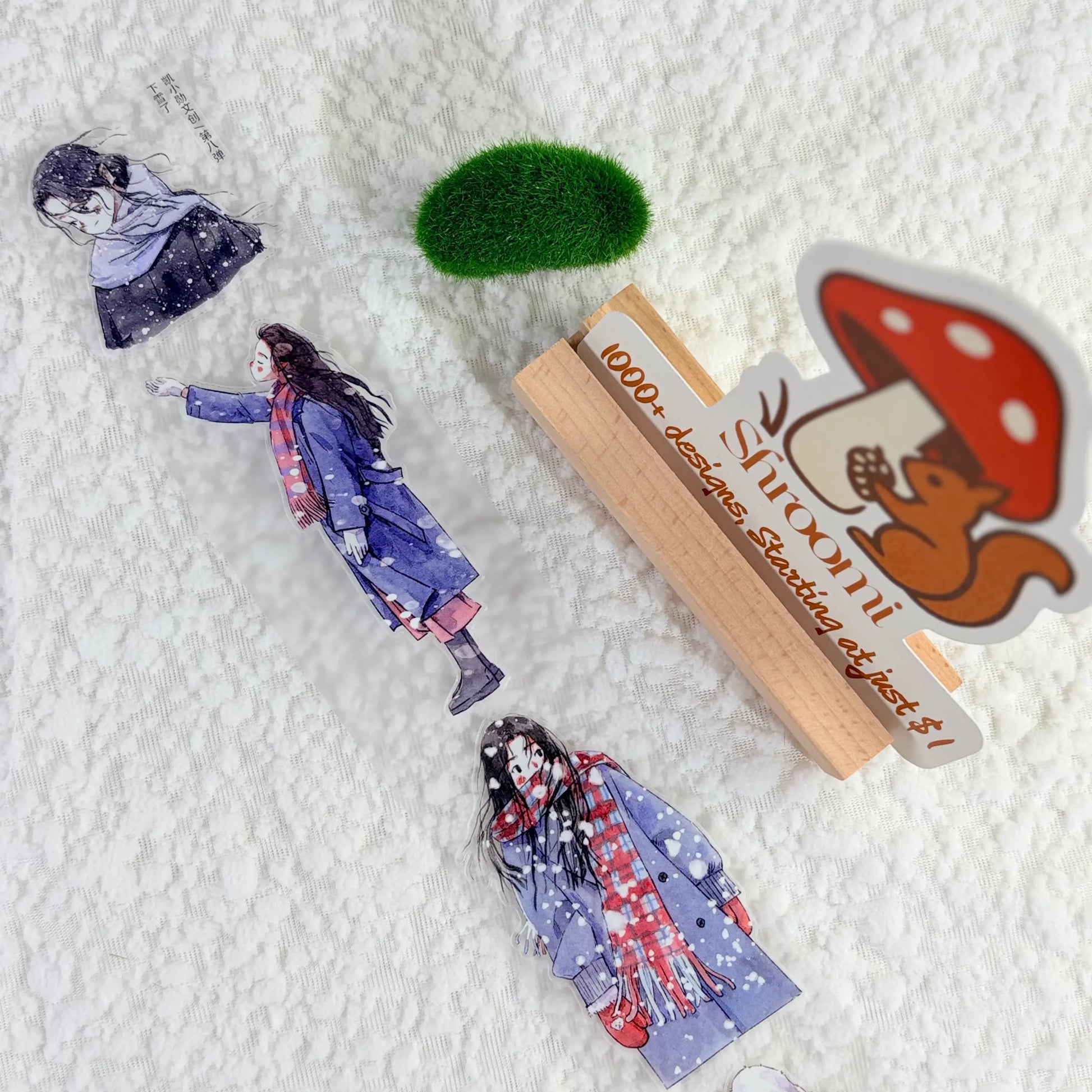 Die-cut Snowfall Whispers Character PET Tape Snowfall Serenity Watercolor Die-cut Matte PET Tape | Shroomi