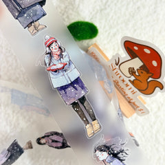 Die-cut Snowfall Whispers Character PET Tape Snowfall Serenity Watercolor Die-cut Matte PET Tape | Shroomi