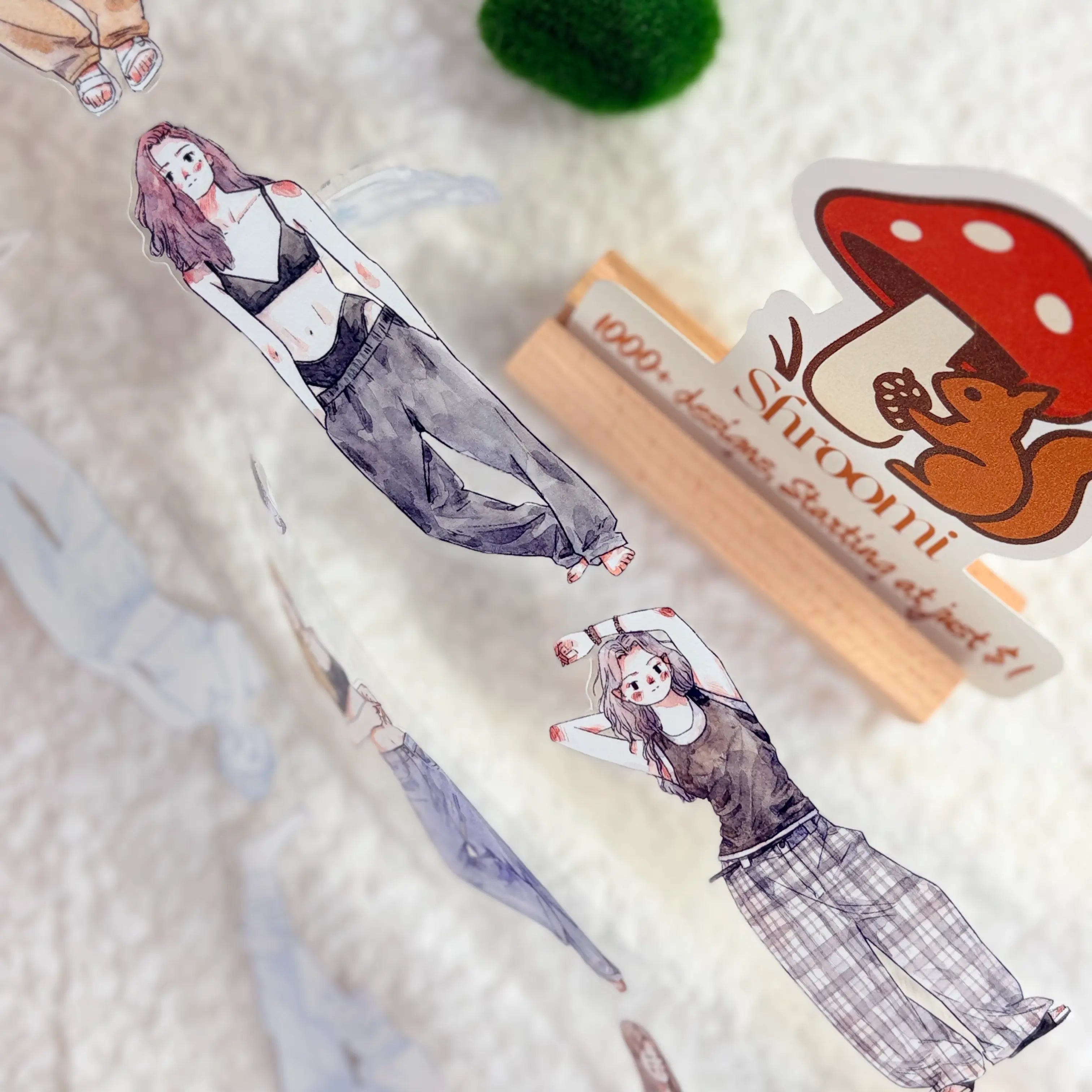 Die-cut Cool Girl Character PET Tape Cool Girl Urban Chic Anime Fashion Washi/PET Deco Tape | Shroomi