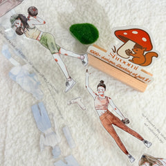 Die-cut Gym Character PET Tape Empowering Women & Spirit Watercolor PET Tape for Journaling | Shroomi
