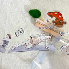 Die-cut Gym Character PET Tape Empowering Women & Spirit Watercolor PET Tape for Journaling | Shroomi