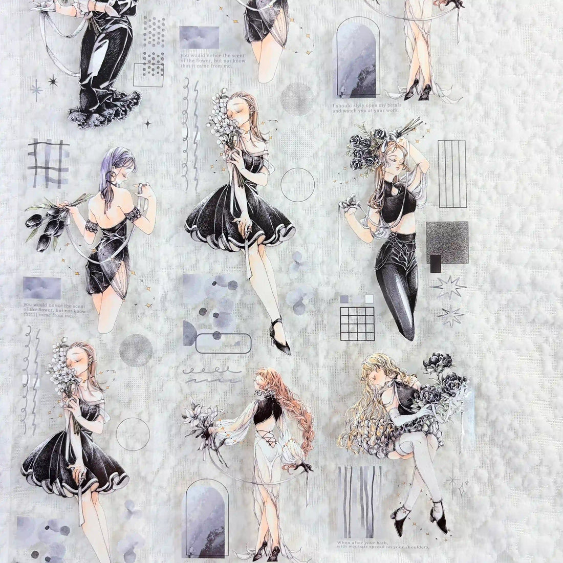 Floating Blossoms PET Decorative Tape - Dreamy Vintage Figures, Made in Taiwan