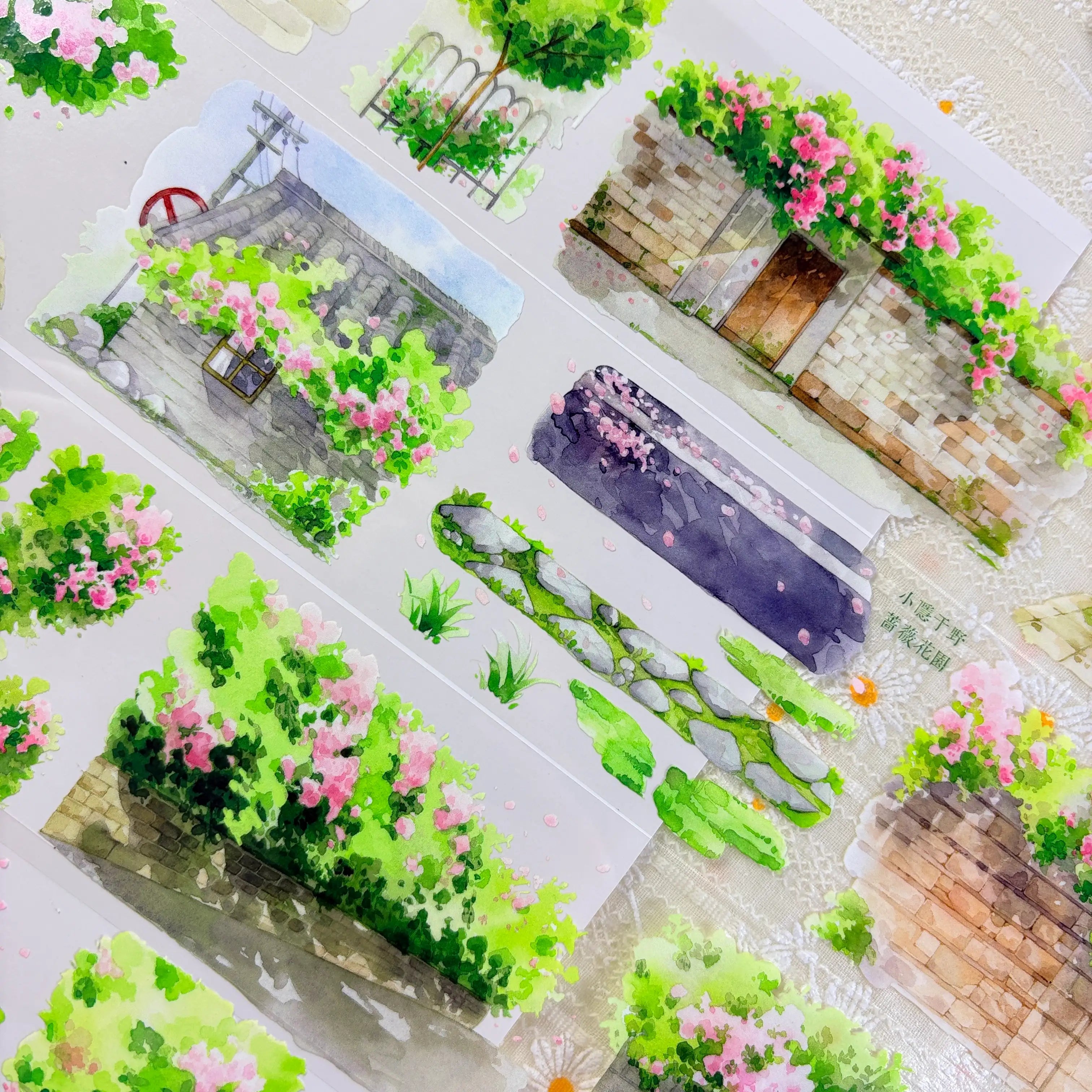 Rose Garden Wall Washi Tape — 6cm × 1m PET