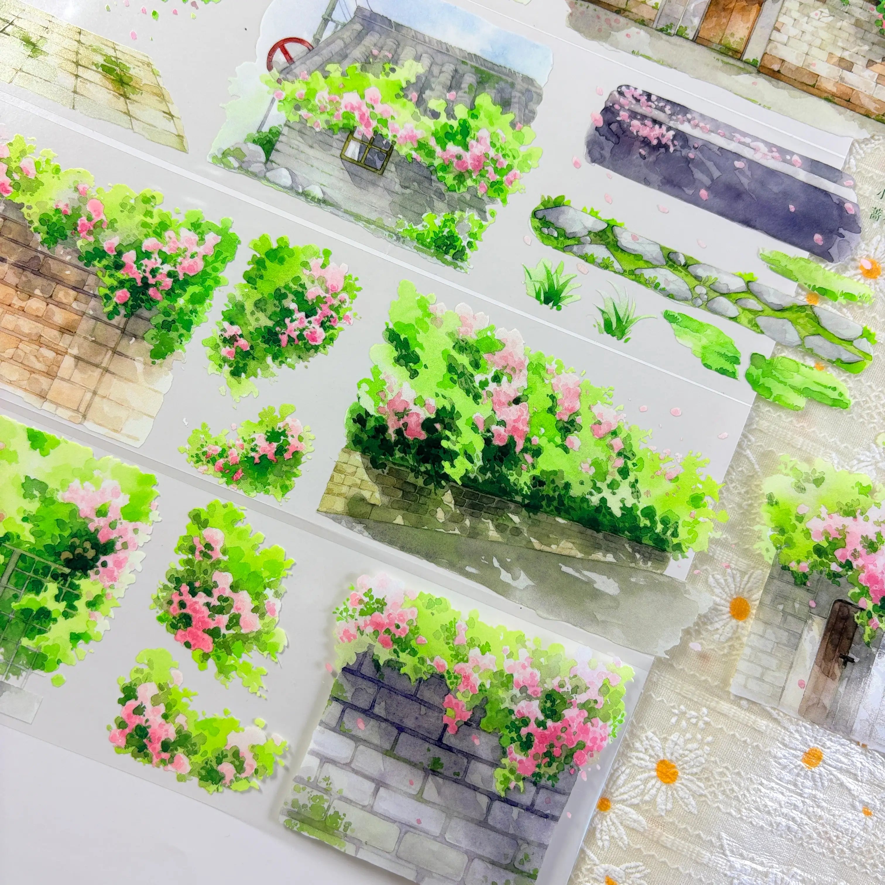Rose Garden Wall Washi Tape — 6cm × 1m PET
