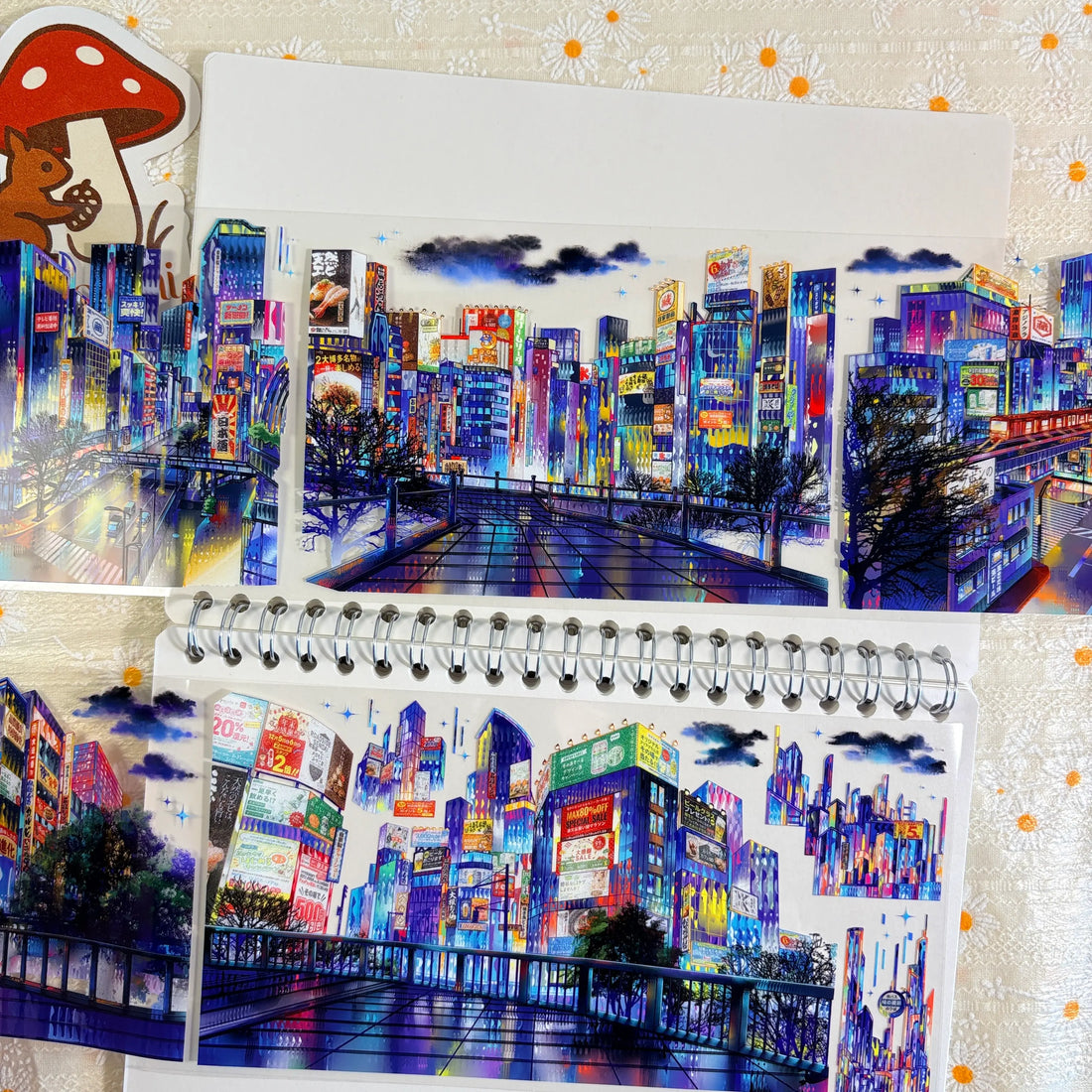 Neon Cyberpunk City Night Scene PET Tape