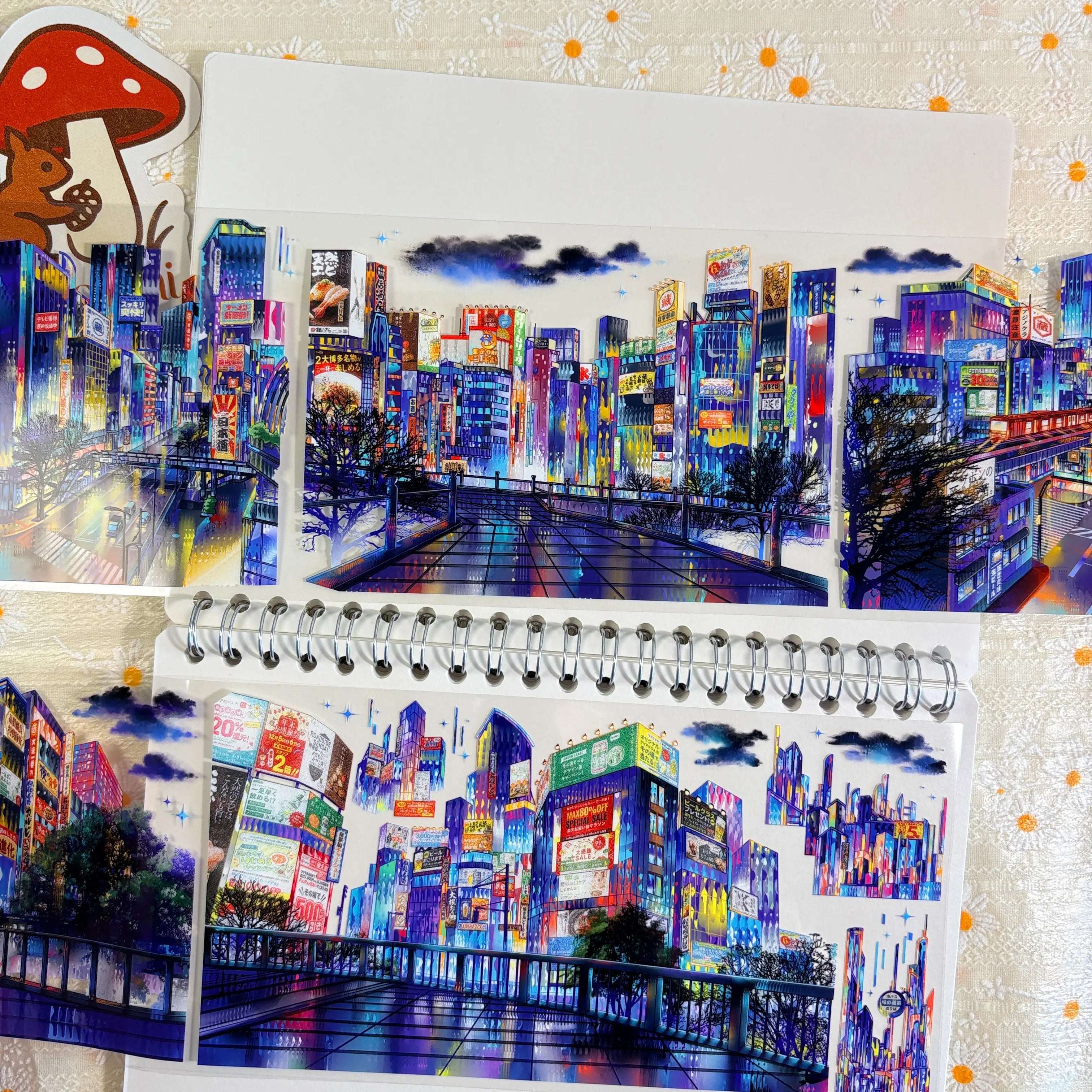 Neon Cyberpunk City Night Scene PET Tape