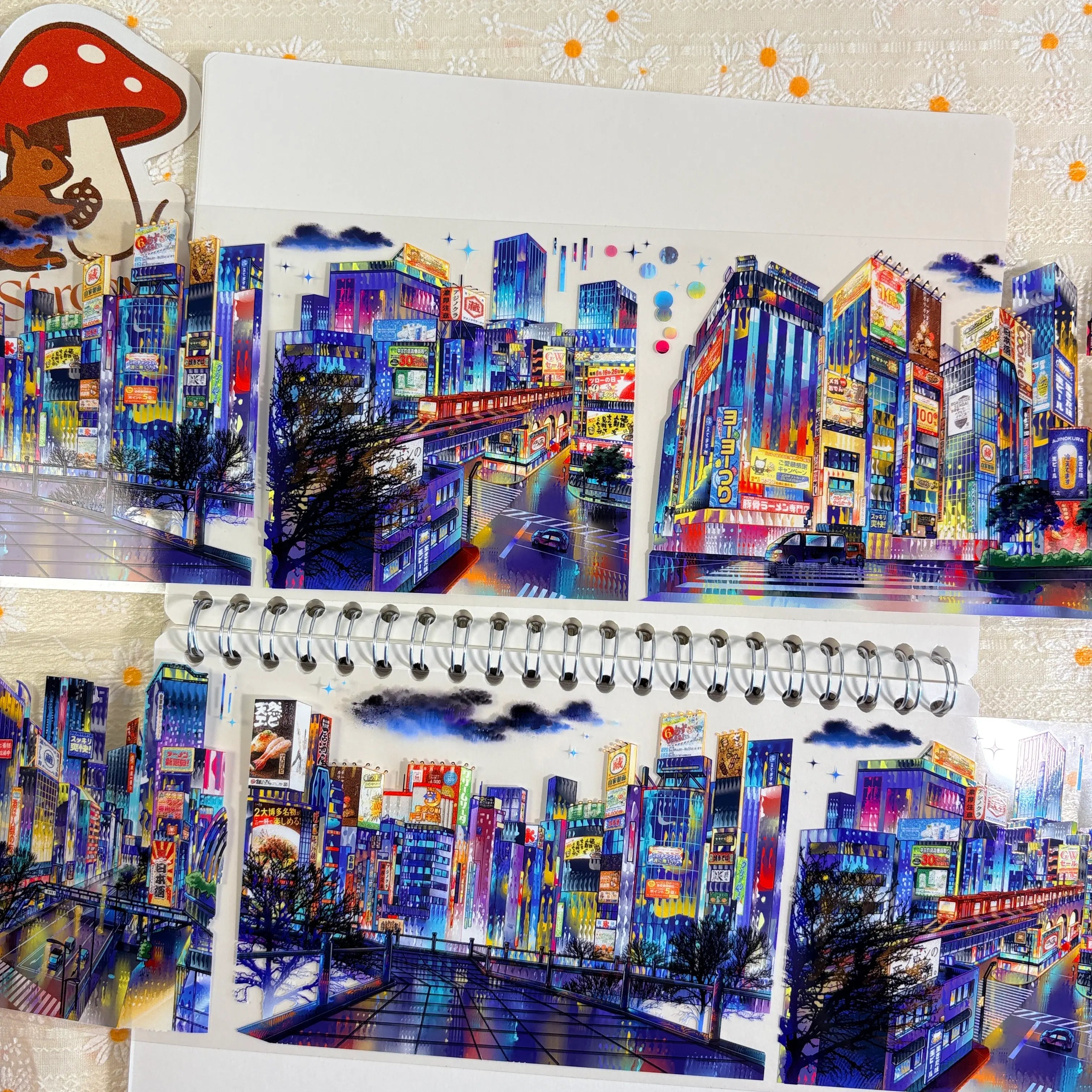 Neon Cyberpunk City Night Scene PET Tape