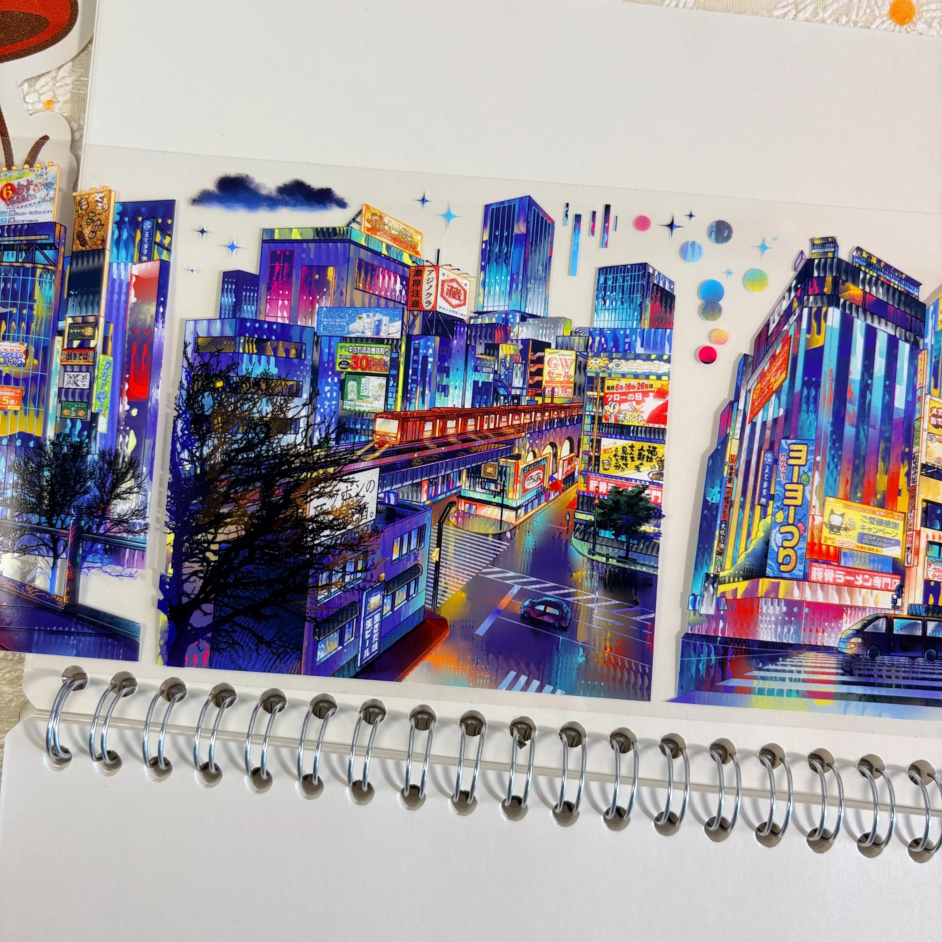 Neon Cyberpunk City Night Scene PET Tape