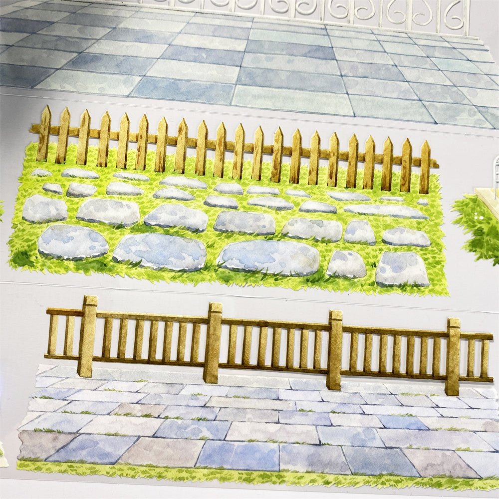 Illustration Detail Garden Fence and Pavement PET Tape 6