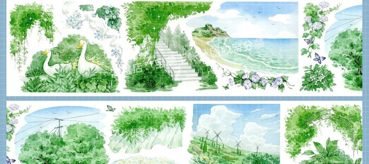 Island Breeze & Green Trail PET Tape Island Breeze & Green Trail PET Tape | Tropical Scenery Sticker