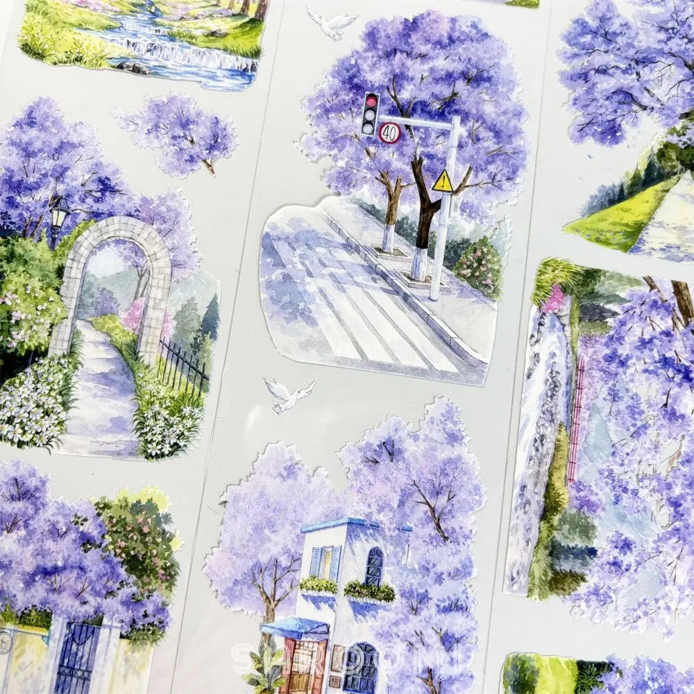 Jacaranda Lane PET Tape Jacaranda Lane PET Tape | Purple Floral Street Scenery Sticker