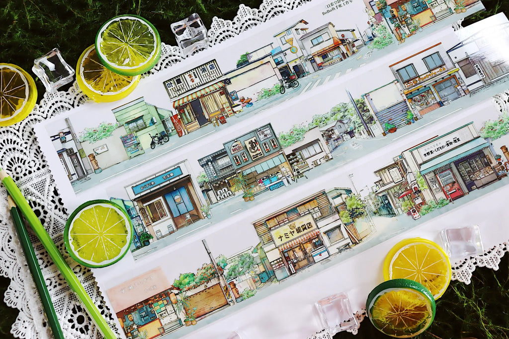 Japanese Street PET Tape - 2 Styles Japanese Street PET Tape – Retro Town & Daily Life Scenery | Shroomi