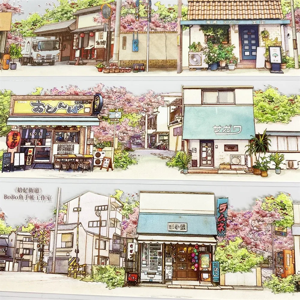 Japanese Street PET Tape - 2 Styles Japanese Street PET Tape – Retro Town & Daily Life Scenery | Shroomi