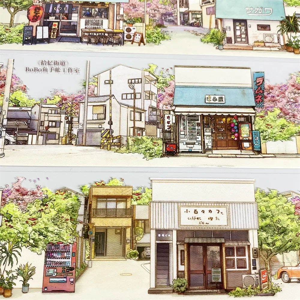 Japanese Street PET Tape - 2 Styles Japanese Street PET Tape – Retro Town & Daily Life Scenery | Shroomi