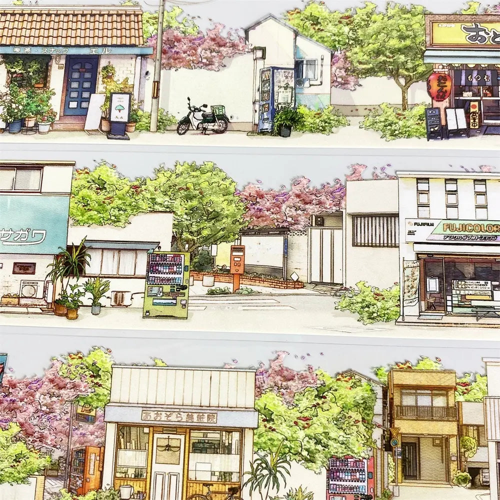 Japanese Street PET Tape - 2 Styles Japanese Street PET Tape – Retro Town & Daily Life Scenery | Shroomi